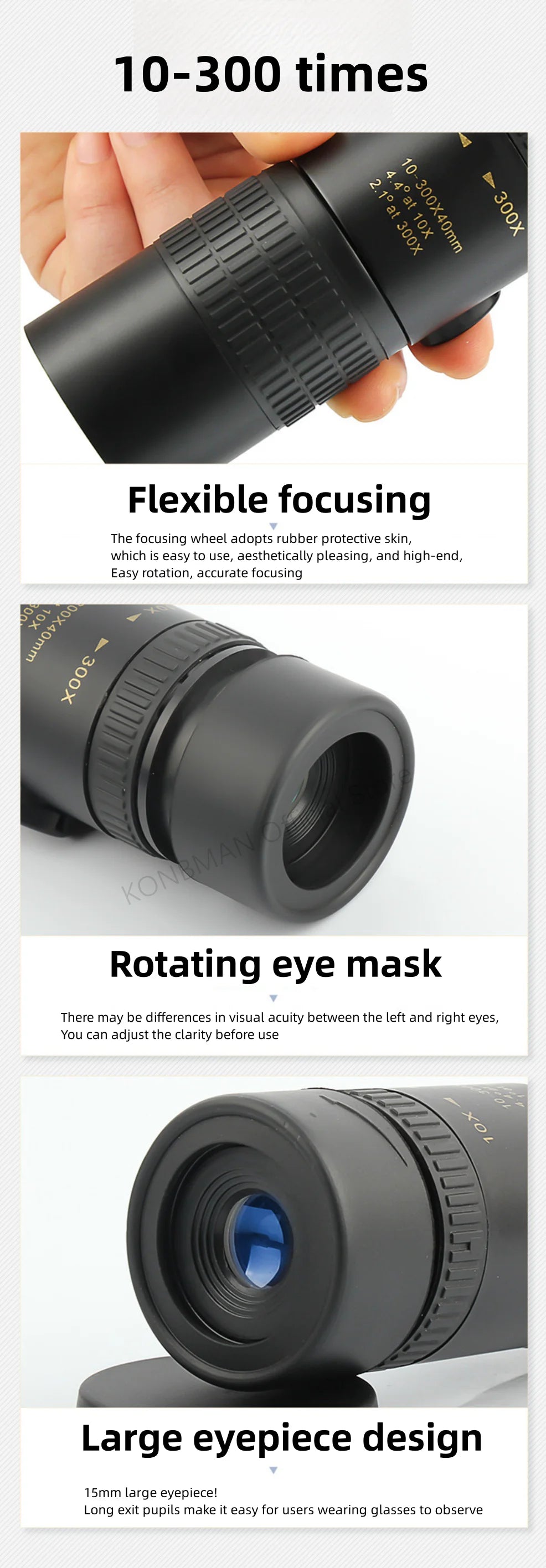10–300X Zoom HD Monocular Telescope – Powerful Long Range