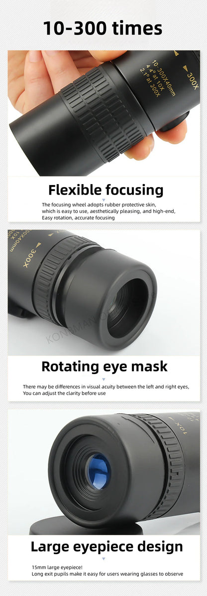 10–300X Zoom HD Monocular Telescope – Powerful Long Range