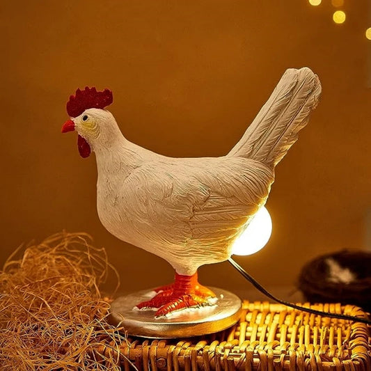 LED decor chicken egg lamp with soft glowing light for home decoration and night lighting.