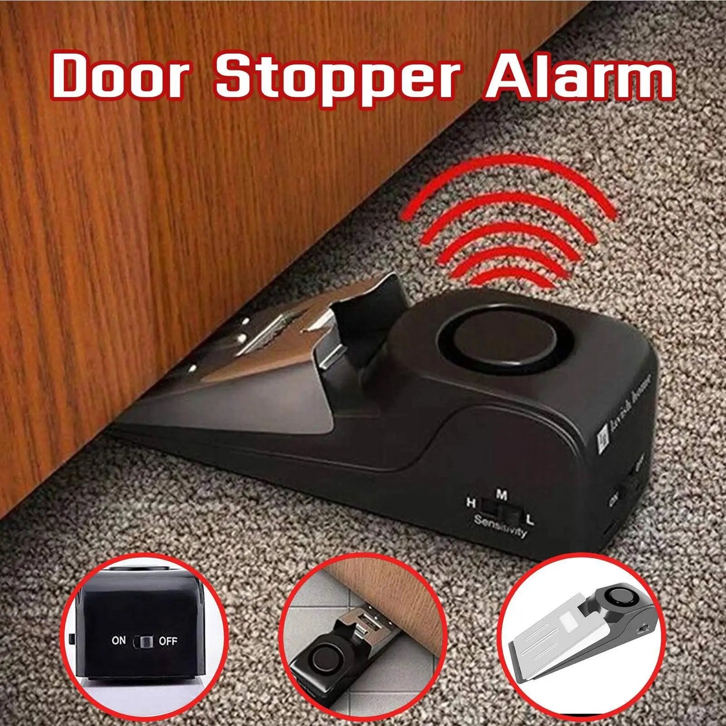 Anti-Theft Door Stopper Alarm portable security device for home hotel and travel use