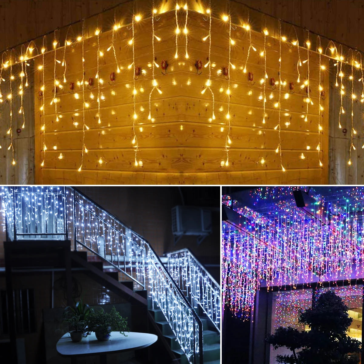 5m LED Icicle Curtain Lights – Outdoor Christmas Decorative String Lights
