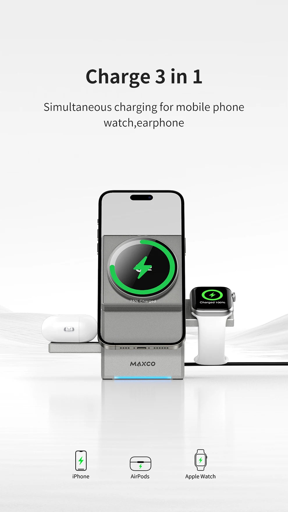 3 in 1 Magnetic Wireless Fast Charger