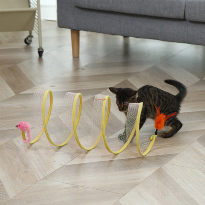 Foldable S-Type Cat Tunnel Toy with Crinkle Balls