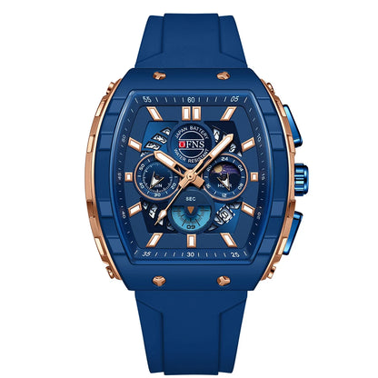 OFNS Men’s Quartz Chronograph Watch – Waterproof Luminous Sports Watch with Silicone Strap