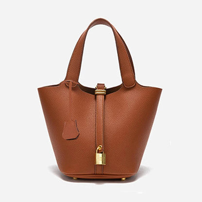 Lychee Texture Handbag – Retro Solid Color Classic Women’s Bag - OneClickSmart