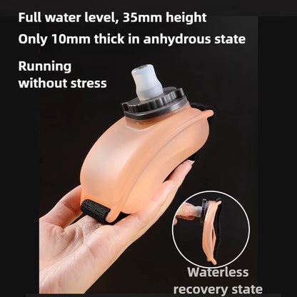 Wristband water bottle with wearable silicone design for hands-free hydration during running, workouts, and outdoor activities.