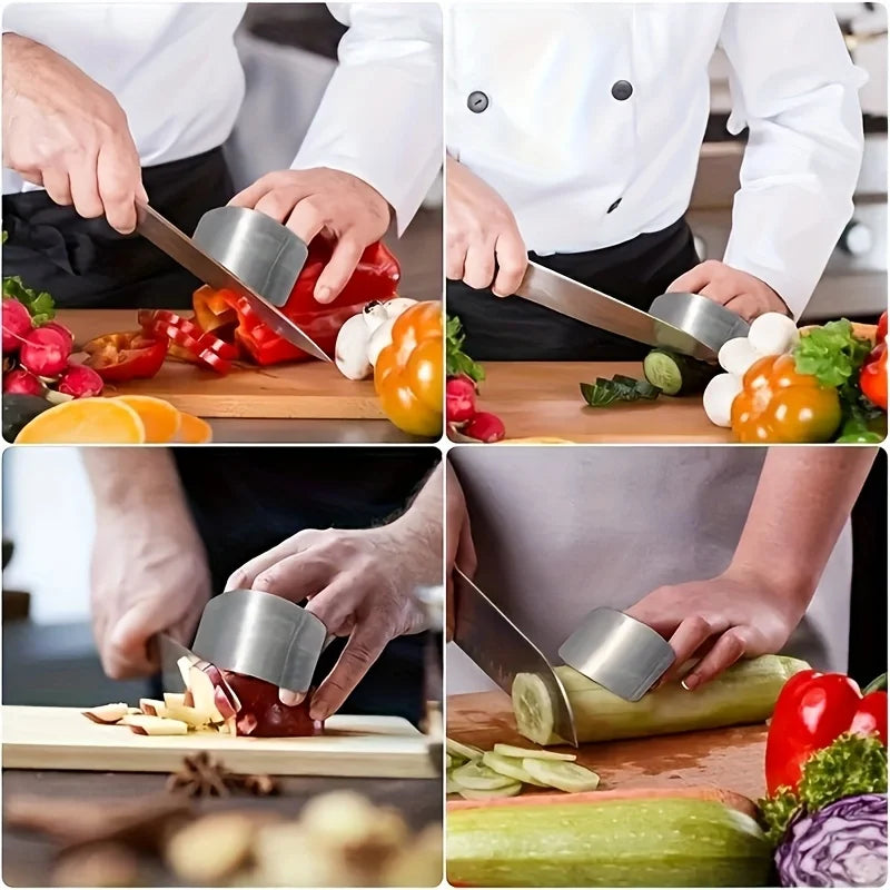Stainless Steel Finger Guard for Safe Vegetable Slicing
