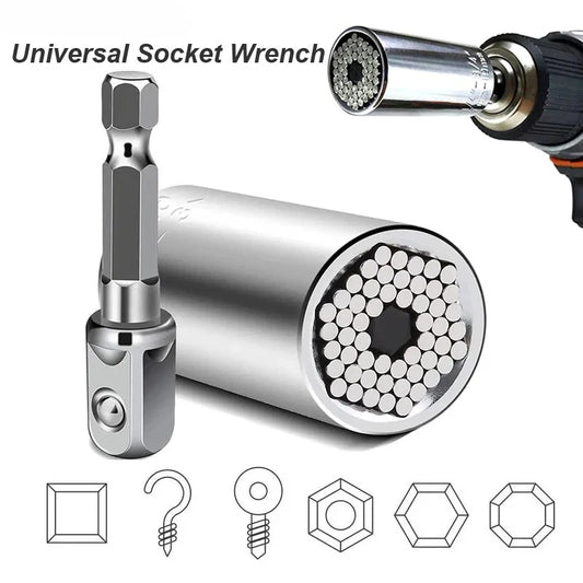 Universal Socket Wrench Tool for adjustable grip, multi-size nuts and bolts, durable repair tool for home, car, and industrial use.