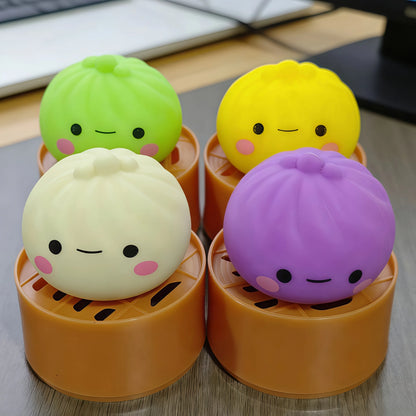 Dumpling Squishy Stress Ball – Soft Rebound Sensory Fidget Toy with Steamer Box - OneClickSmart