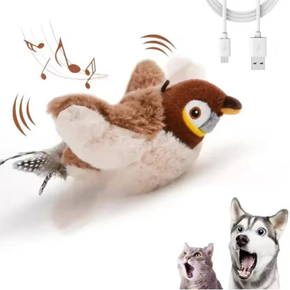 Interactive Chirping Bird Plush Pet Toy
