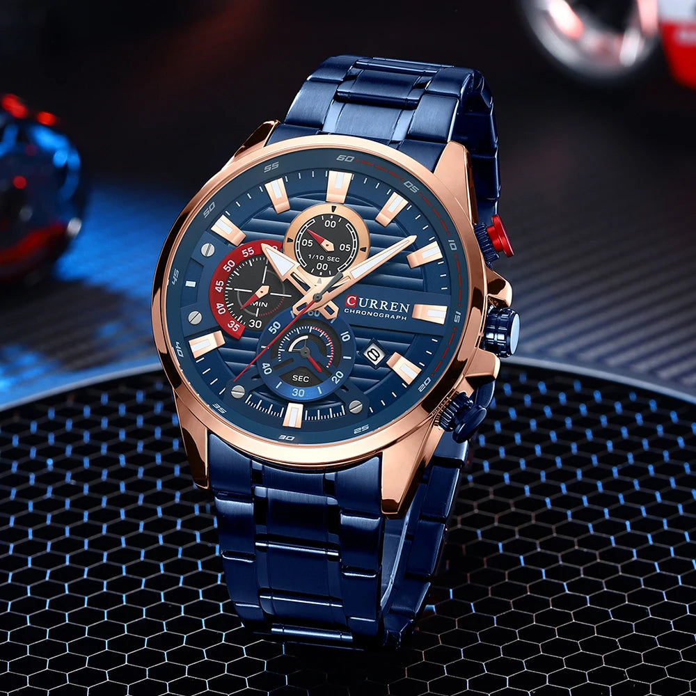 CURREN Men’s Quartz Chronograph Stainless Steel Sports Watch