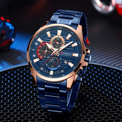 CURREN Men’s Quartz Chronograph Stainless Steel Sports Watch