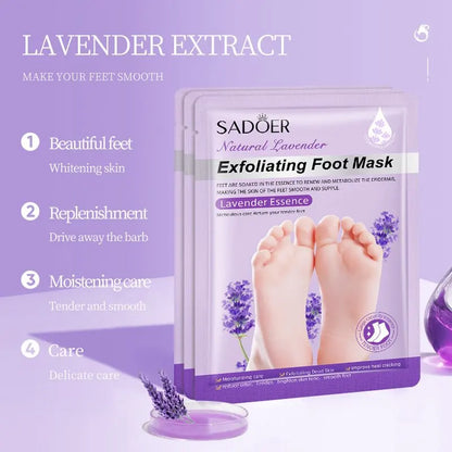 SADOER Lavender Foot Peel Mask for Dry Feet & Cracked Heels