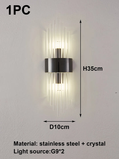 Crystal Wall Sconce Gold Black G9 Light