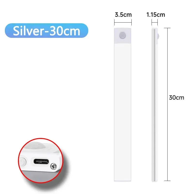 Rechargeable Motion Sensor Cabinet Light – USB-C Magnetic LED Bar for Kitchen, Closet & Stairs
