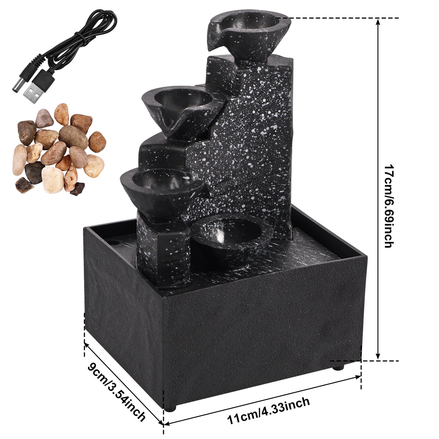 Tabletop Waterfall Fountain with LED Lights