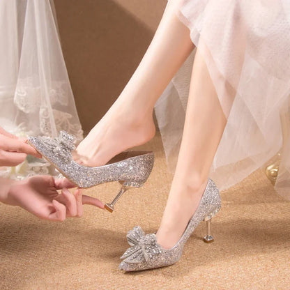Luxury Women’s Wedding High Heels – Buckle Shoes in Gold, Silver & Red