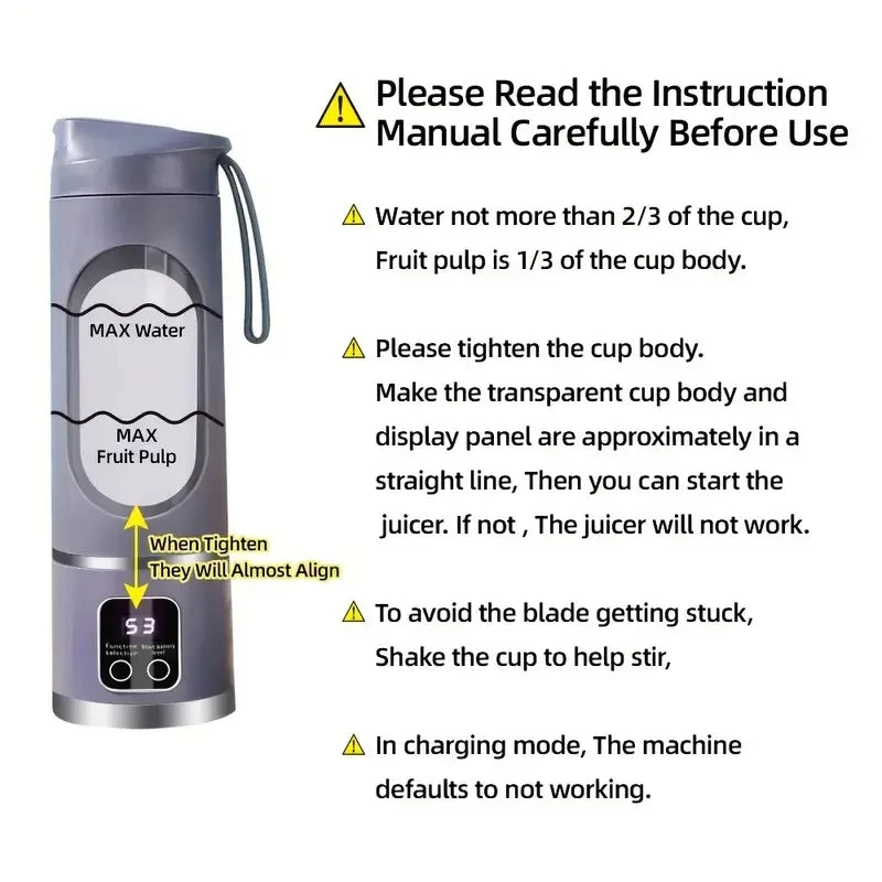 Portable USB Juicer Blender – Rechargeable Smoothie & Juice Maker
