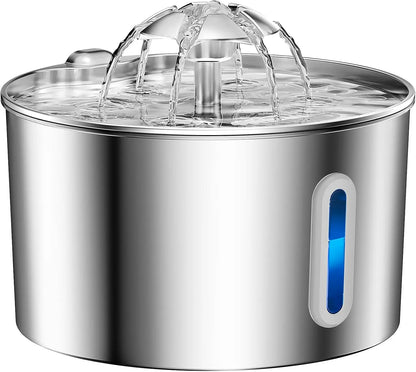 stainless steel cat water fountain with water window