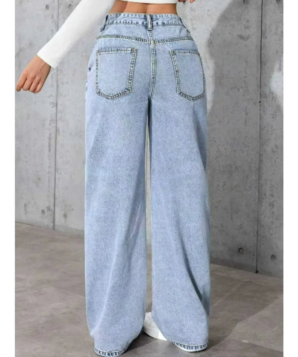 Women’s Wide Leg Straight Loose Denim Jeans