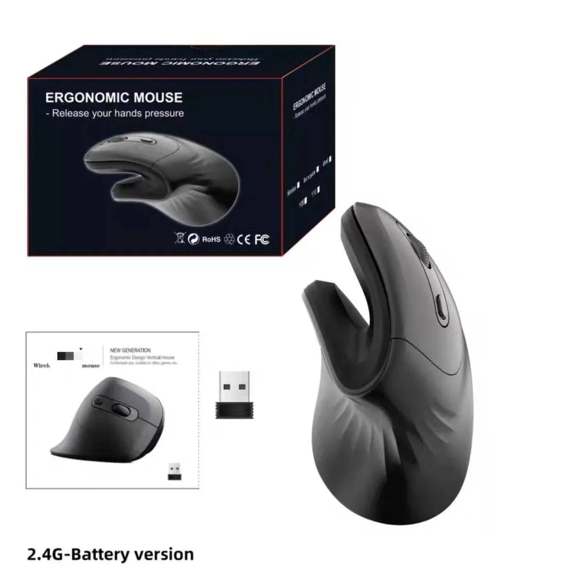 Warvank U2 Vertical Wireless Ergonomic Silent Mouse