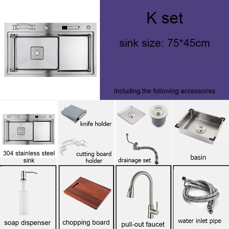 Stainless Steel Multifunction Waterfall Kitchen Sink