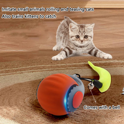Automatic rolling ball interactive cat toy, USB rechargeable pet toy for indoor cat entertainment.
