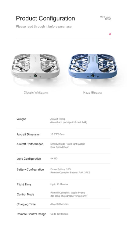 Remote Control Mini Drone with HD 4K