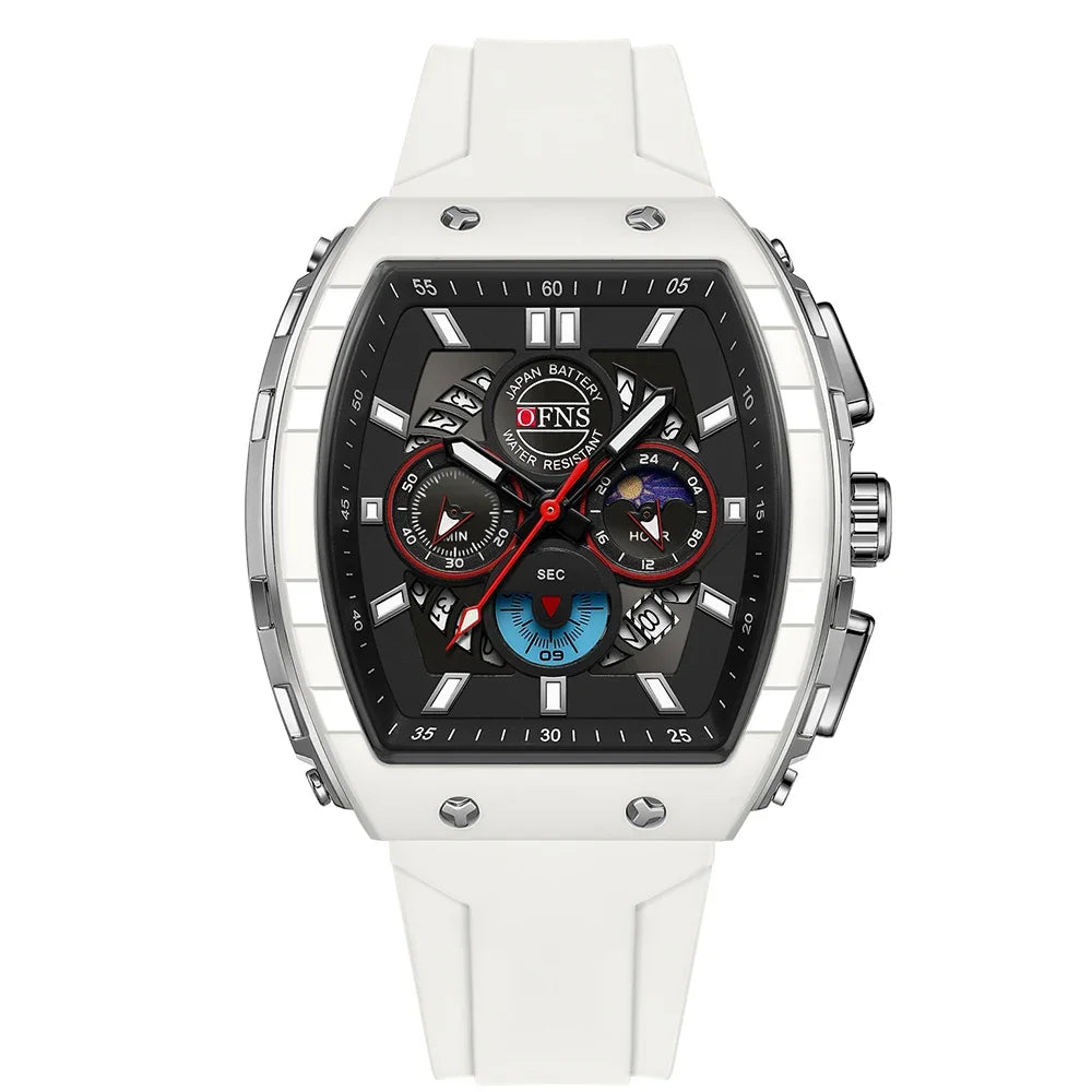 OFNS Men’s Quartz Chronograph Watch – Waterproof Luminous Sports Watch with Silicone Strap