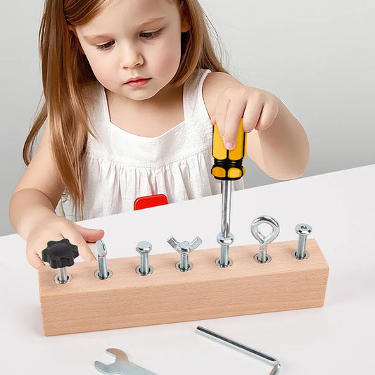 Kids Wooden Screw and Nut Toy for Learning and Hand Skills