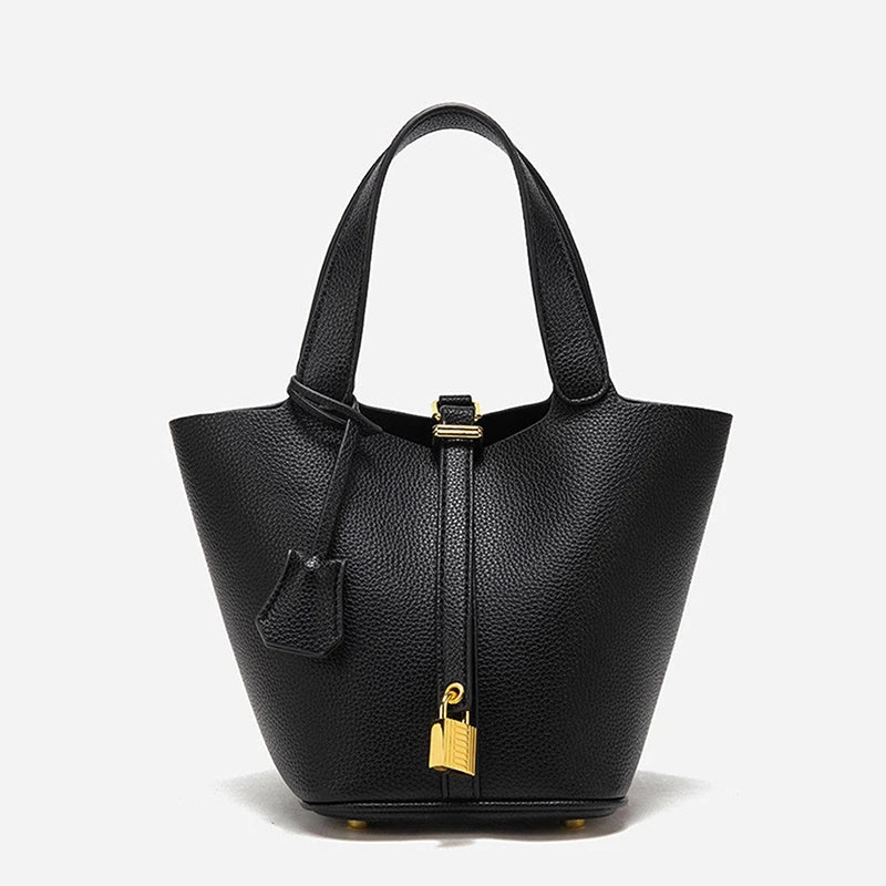 Lychee Texture Handbag – Retro Solid Color Classic Women’s Bag - OneClickSmart