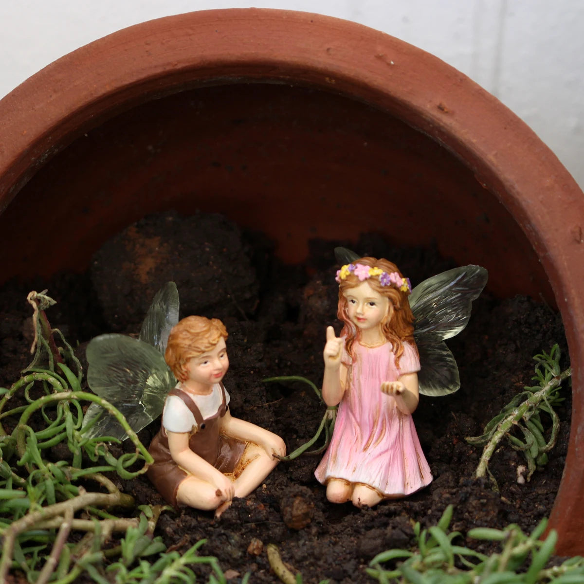 2PCS Cute Whispering Fairy Garden Resin Ornaments