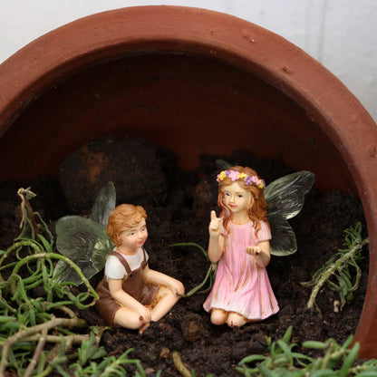 2PCS Cute Whispering Fairy Garden Resin Ornaments