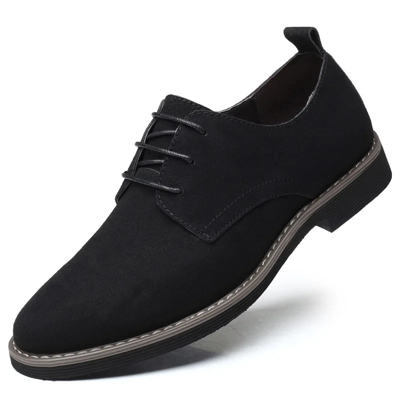 Men’s Black PU Suede Dress Shoes for Business and Wedding Wear