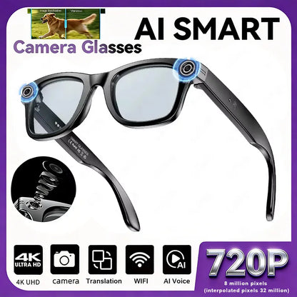 AI Smart Glasses with Camera, Bluetooth & Translation