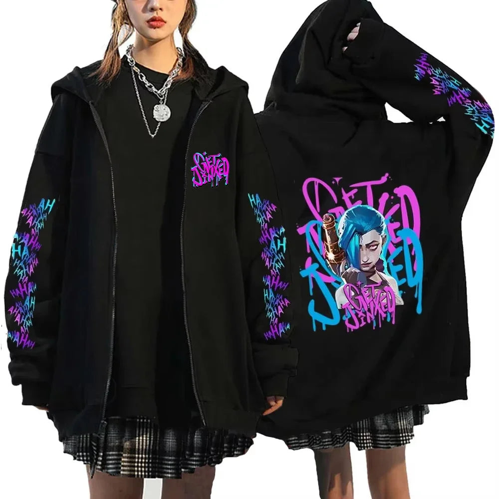 Arcane Jinx Anime Zipper Hoodie