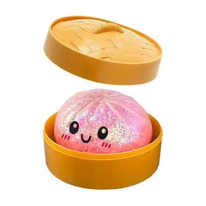 Dumpling Squishy Stress Ball – Soft Rebound Sensory Fidget Toy with Steamer Box - OneClickSmart
