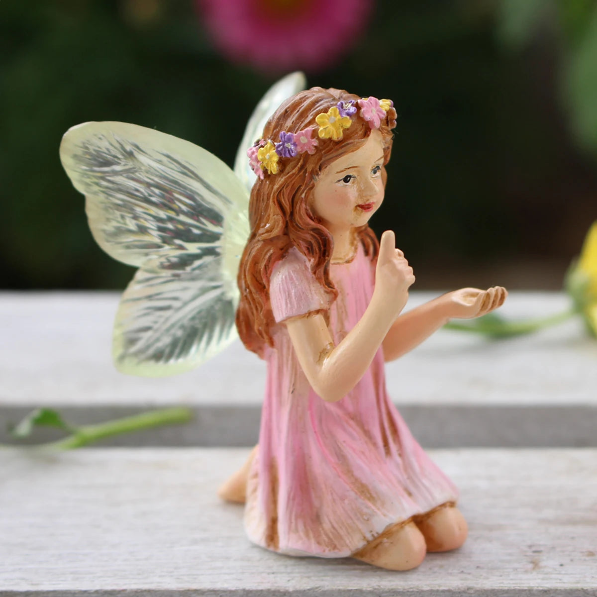2PCS Cute Whispering Fairy Garden Resin Ornaments