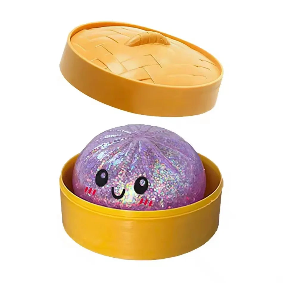 Dumpling Squishy Stress Ball – Soft Rebound Sensory Fidget Toy with Steamer Box - OneClickSmart