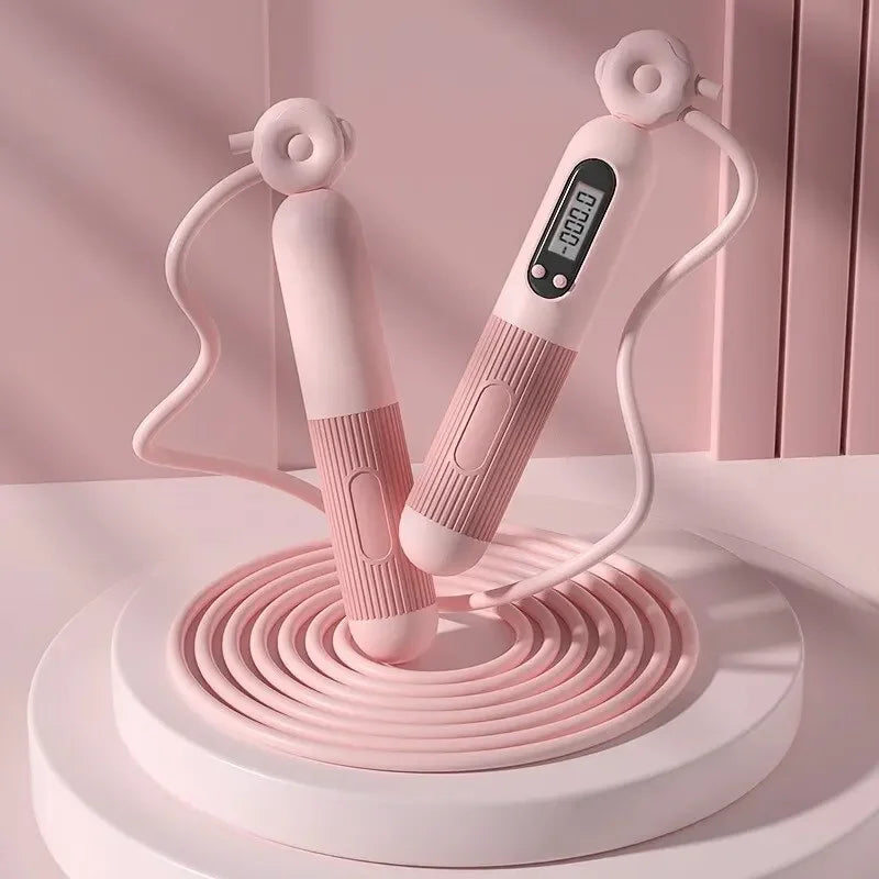Pink digital jump rope on a pink background