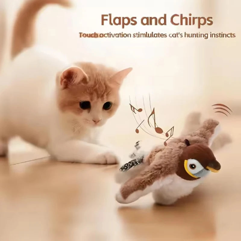 Interactive Chirping Bird Plush Pet Toy