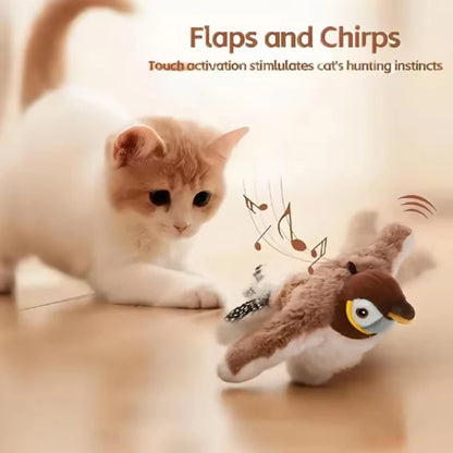 Interactive Chirping Bird Plush Pet Toy