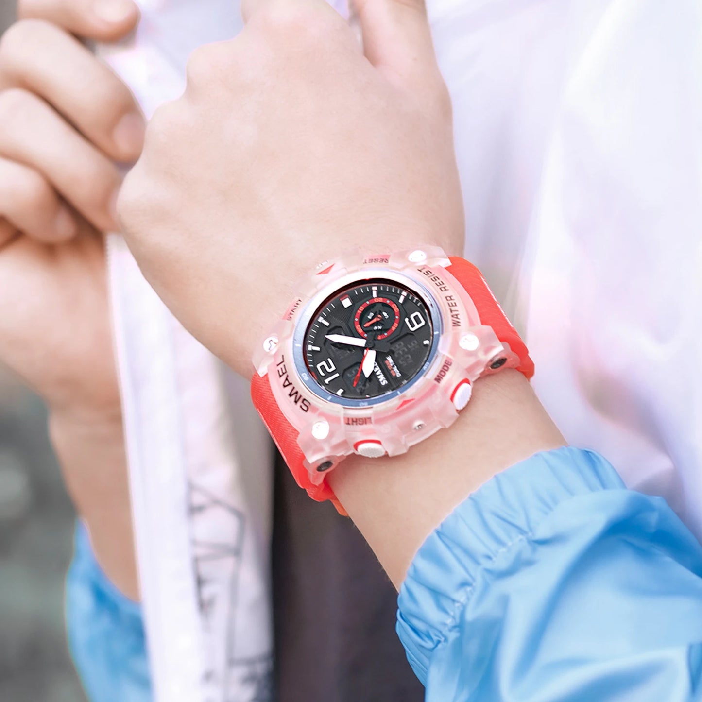 SMAEL Men’s Military Sport Digital Watch – Waterproof Dual Time LED with Alarm & Stopwatch