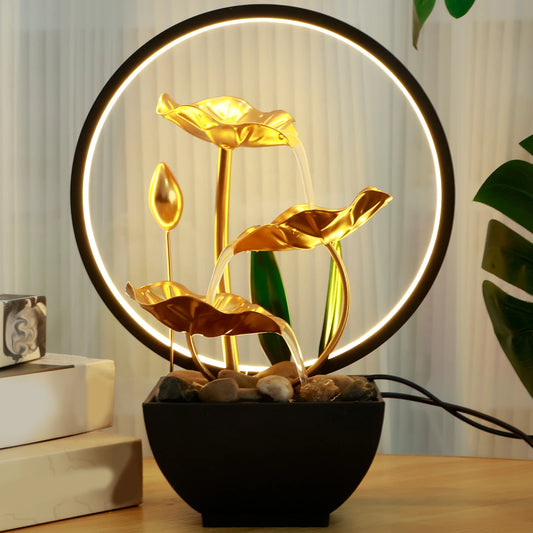 USB Tabletop Water Fountain with LED Lights for Home Decor