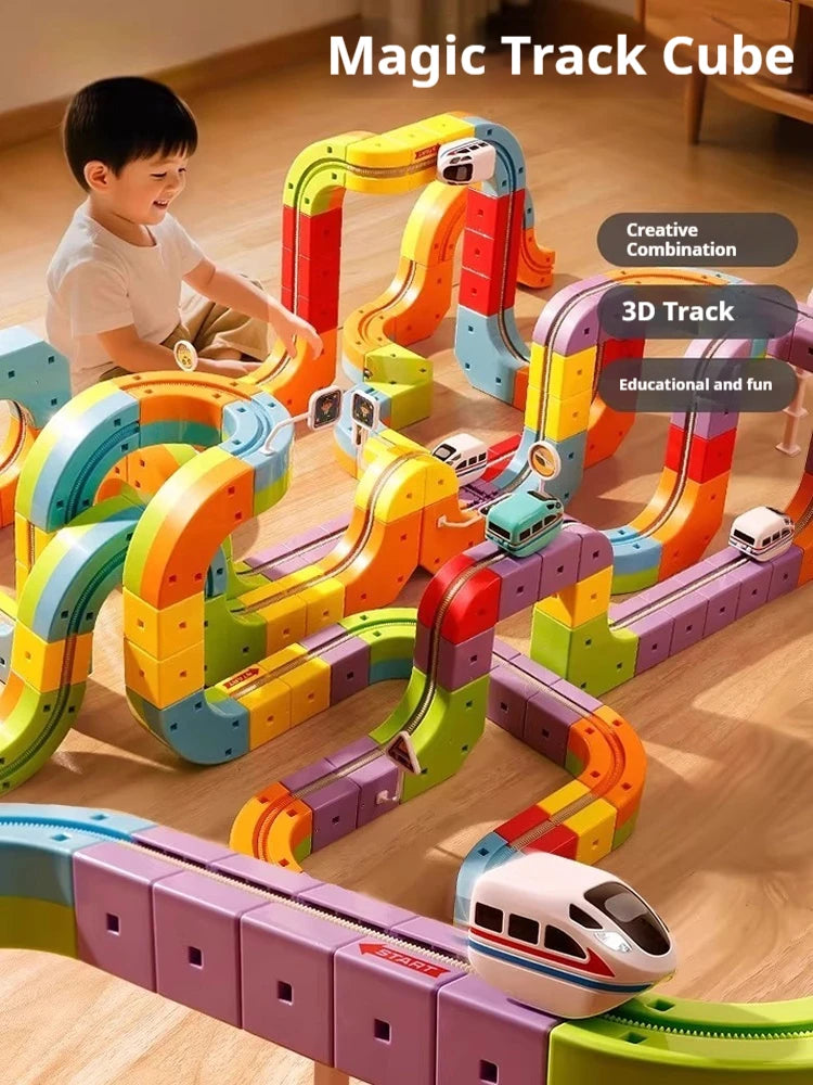 Magnetic Track Car Building Blocks Toy Set for Kids