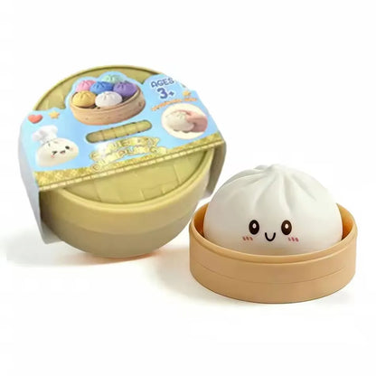 Dumpling Squishy Stress Ball – Soft Rebound Sensory Fidget Toy with Steamer Box - OneClickSmart