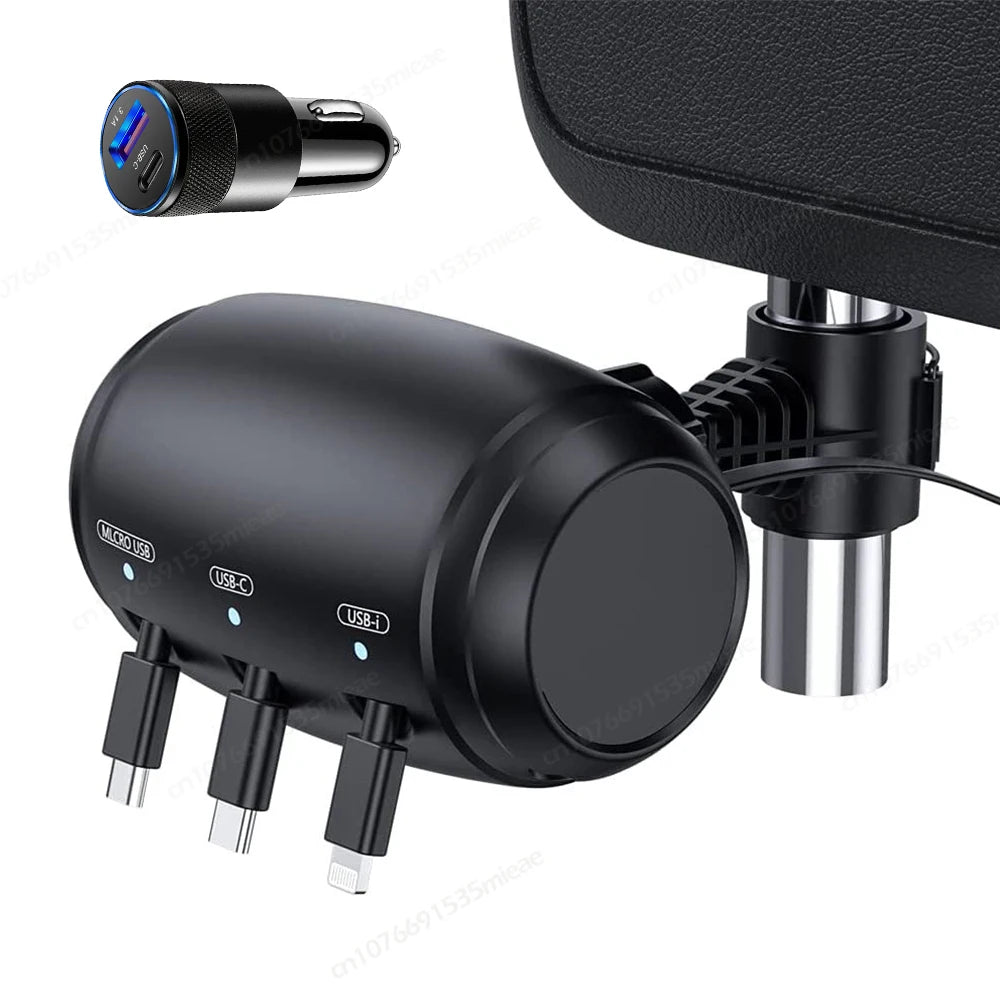 3-in-1 Retractable Backseat Car Charger