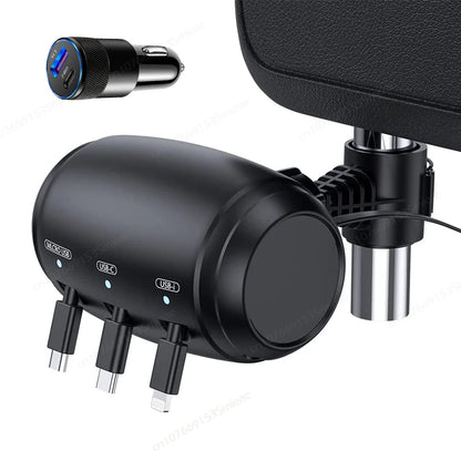 3-in-1 Retractable Backseat Car Charger