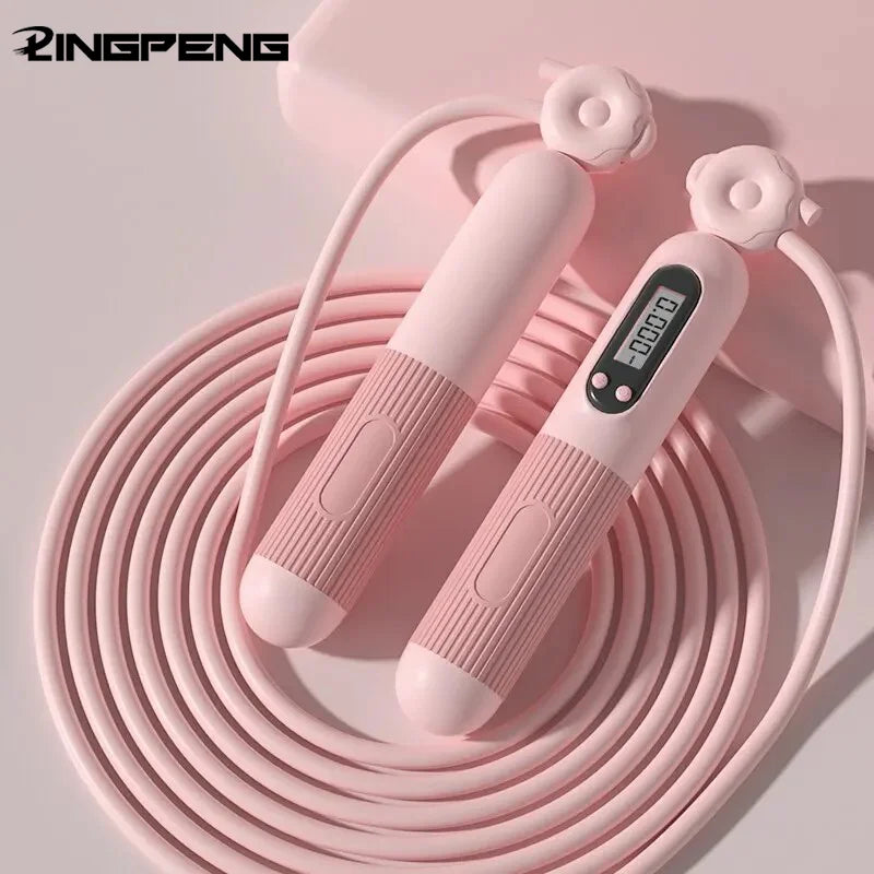 Electronic counting jump rope for fitness