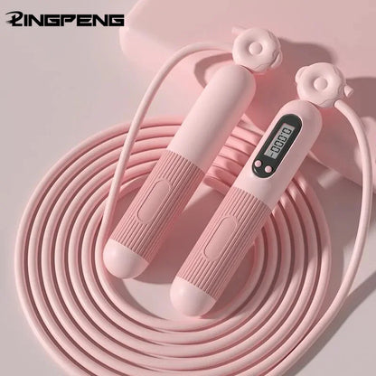 Electronic counting jump rope for fitness
